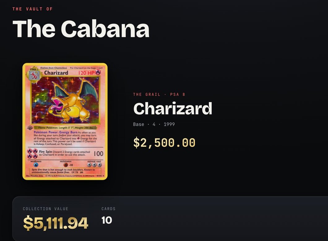 A public Cabana Vault trophy case with the grail front and center